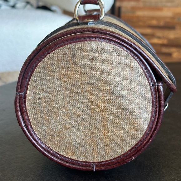 Vintage! Authentic Chanel Leather & Canvas Picnic Barrel Bag Picnic Roll Handbag - Picture 2 of 9